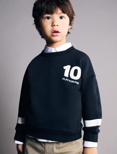 Mango Printed Cotton Sweatshirt Navy 2 3 Mango Printed Cotton Sweatshirt Navy 2 3