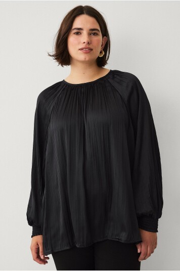Ellos Plus collection   Plissert bluse   Svart