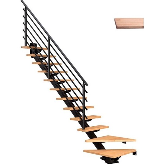 Dolle Sydney L trapp Svart 9005 pure hvitoljeret Eik 75 11   Loddret Høyde 222 270cm