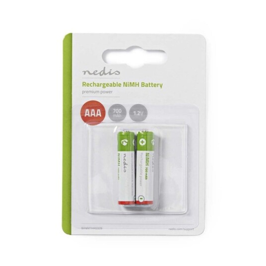 Nedis Oppladbare AAA NiMH Batterier 2-Pack 1,2 V 700 mAh