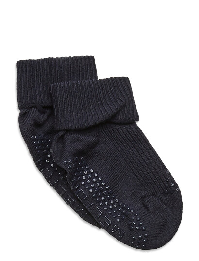 Melton Wool Socks   Anti Slip   Blue   23/26