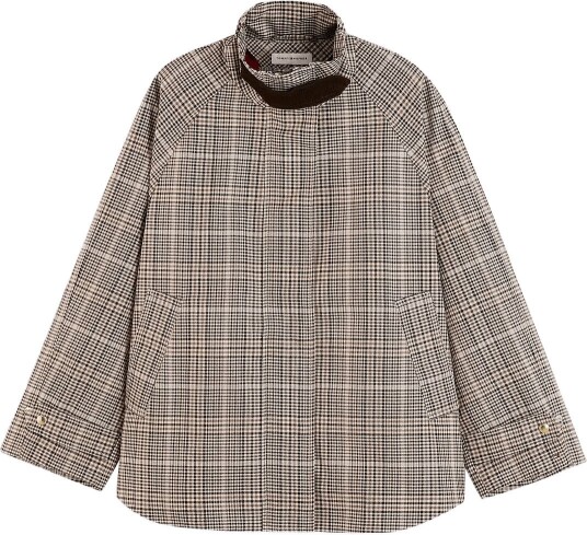 Tommy Hilfiger Cotton Check Cape Coat   Brown   M