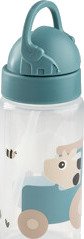Done By Deer Tiny Farm Drikkeflaske Med Sugerør - 350 ml - Blue