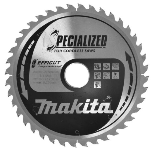 Makita E-12245 185 mm Sagblad 40T for Elektroverktøy - TCT Efficut Makita E-12245 185 mm Sagblad 40T for Elektroverktøy - TCT Efficut