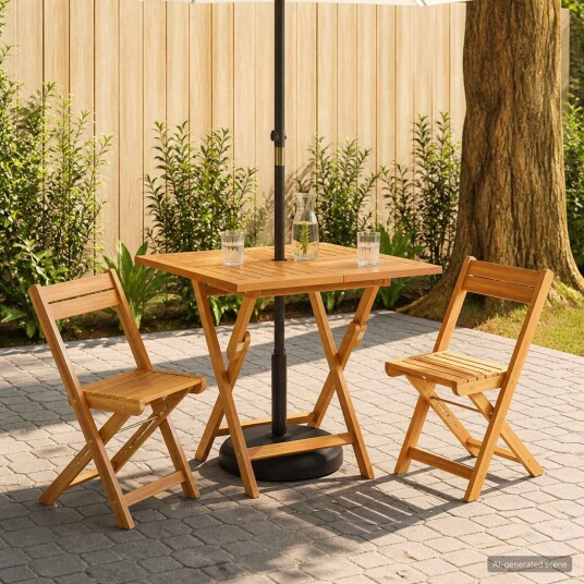 vidaXL Sammenleggbart hagebord Naturlig 90 x 90 x 75 cm vidaXL Sammenleggbart hagebord Naturlig 90 x 90 x 75 cm