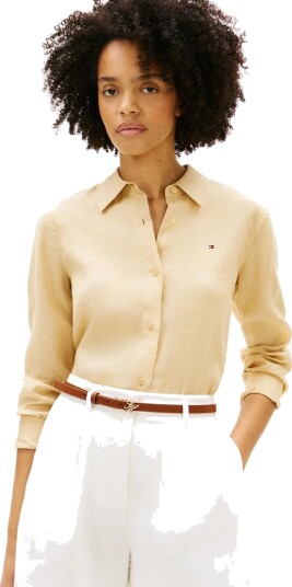 Tommy Hilfiger Ess Linen Relaxed Ls Shirt Beige 46