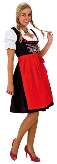 Hisab/Joker Company AB Oktobertfest Dirndl Svart/Rød Karnevalskostyme  Medium