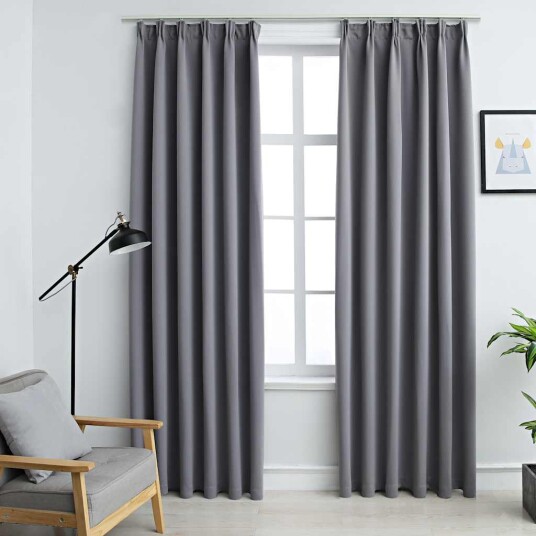 Vidaxl Lystette Gardiner Med Kroker 2 Stk Grå 140x245 Cm