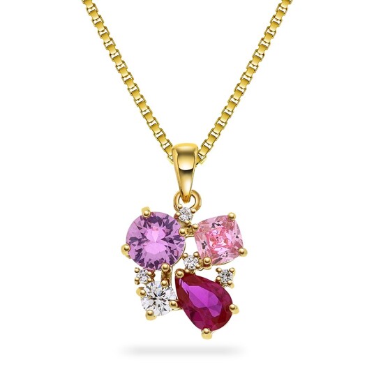 Pan Jewelry Smykke i forgylt 925 sølv med rosa zirkonia Pan Jewelry Smykke i forgylt 925 sølv med rosa zirkonia