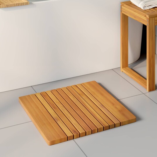 vidaXL Badematte Ensfarget Brun 52 x 50 cm Solid akasietre