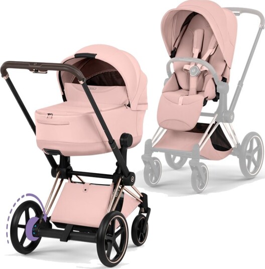 Cybex ePriam Style Collection Komplett Barnevogn New Generation Rose Gold/Peach Pink