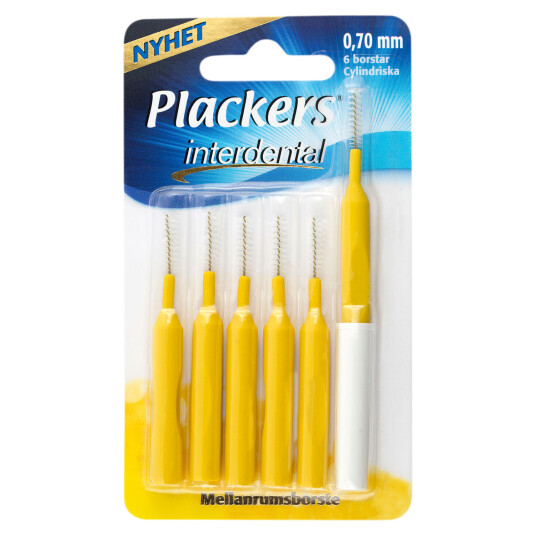 Plackers avstandsbørster - 0,7 mm - 6 stk. - Gul Plackers avstandsbørster - 0,7 mm - 6 stk. - Gul