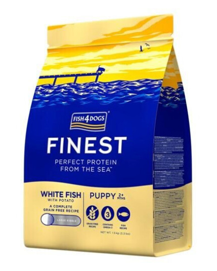 Fish4Dogs Hundefôr Valp Store Biter Hvit Fisk 6 kg