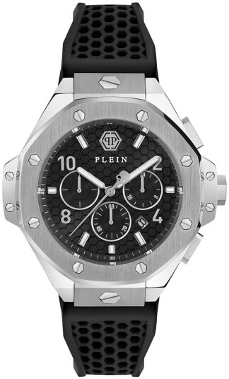 Philipp Plein Herreklokke PWPRA0124 Chrono Royal Sort/Gummi Ø46 mm Philipp Plein Herreklokke PWPRA0124 Chrono Royal Sort/Gummi Ø46 mm