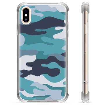 iPhone X / iPhone XS Hybrid-deksel Blå Kamuflasje
