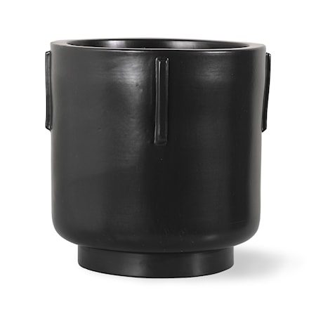 Footed Pot Earthenware Black