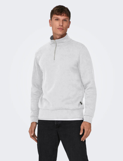 ONLY & SONS Onsceres Half Zip Sweat Noos - Grey - L
