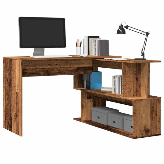 Hjørneskrivebord gammelt tre 200,5x50x76 cm konstruert tre