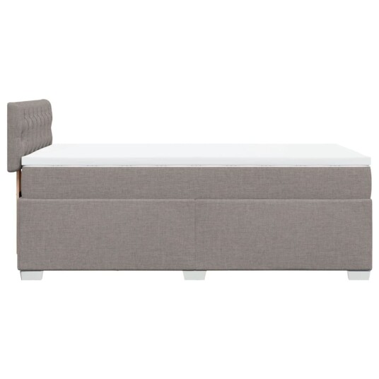 Seng med madrass boksfjær gråbrun 90x200 cm stoff 8721102706646