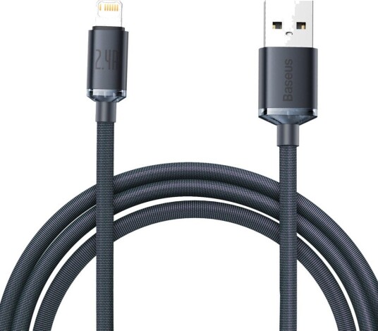 Baseus 2m Crystal Shine USB til Lightning kabel 2.4A – Svart