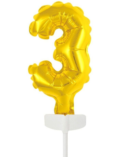 3 tall Kaketopper folieballong 13 cm - Gull