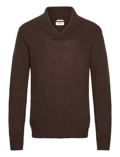 Lindbergh Lambswool L/S Shawl Collar Knit - Brown - M Lindbergh Lambswool L/S Shawl Collar Knit - Brown - M