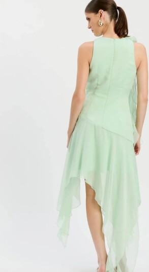 Bardot Ivana High Low Mini Dress   Green   S