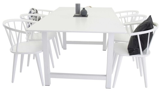 Venture Design Coount & Bobby spisegruppe Hvit/hvit 6 st stoler & bord 220 x 100 cm