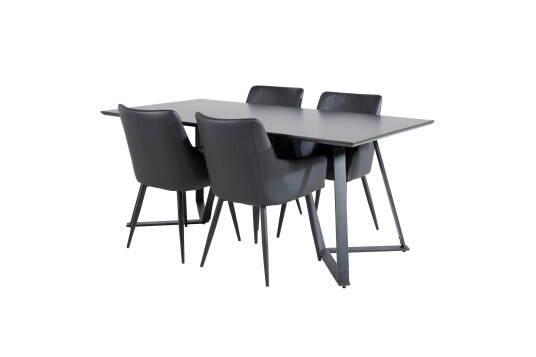 Venture Home Marina Matgruppe 180 cm Rektangulær med 4 Comfort Stoler Sort