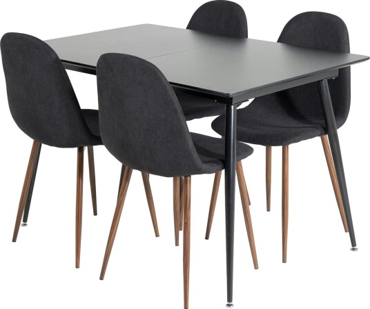 Silar Matgrupp Förlängningsbar 120 cm Rektangulär med 4 Polar stolar - Sort