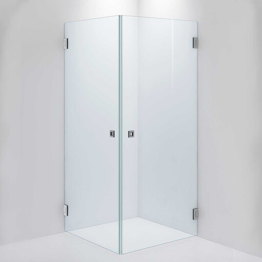 INR Iconic Nordic Rooms Dusjhjørne ARC 12 Måltilpasset Brushed Stainless / Timeless Klart Glass