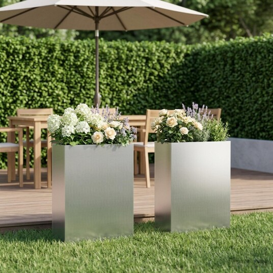 vidaXL Hageblomsterpotte 2 stk. Sølv 50 x 20 x 75 cm Galvanisert stål