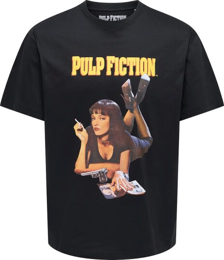 ONLY & SONS Onspulp Fiction Life Rlx Ss Lic Tee Black L