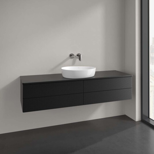 Villeroy & Boch Antao Servantskap med 4 skuffer 160x50x36 cm u/lys Sort Matt Villeroy & Boch Antao Servantskap med 4 skuffer 160x50x36 cm u/lys Sort Matt