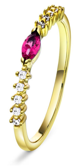 Ring i 925 forgylt sølv med rosa zirkonia, størrelse small