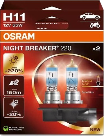 Halogenpære Osram Night Breaker 220 H11 55W Halogenpære Osram Night Breaker 220 H11 55W