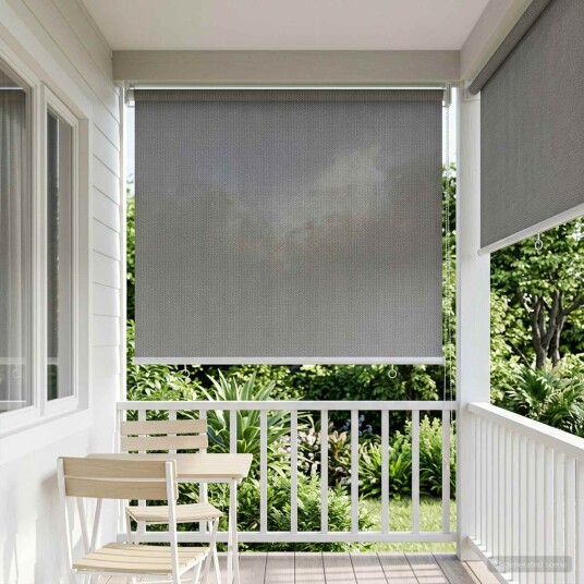 vidaXL Utendørs Rullegardin 90% UV-blokk Lysegrå 80 x 230 cm HDPE