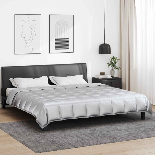 vidaXL Sommerdyne sølv 200 x 200 cm Sateng og mikrofiber vidaXL Sommerdyne sølv 200 x 200 cm Sateng og mikrofiber
