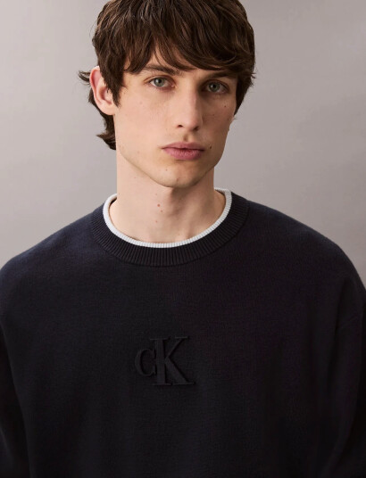 Calvin Klein Jeans Ls Embossed Logo Crewnk Sweater - Navy - XXL Calvin Klein Jeans Ls Embossed Logo Crewnk Sweater - Navy - XXL