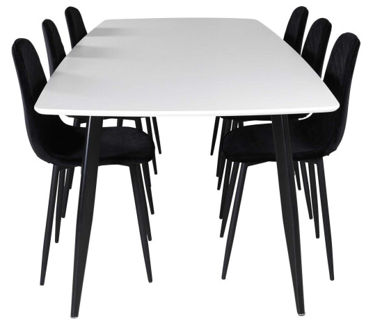 Venture Design Polar & Polar spisegruppe Hvit/svart 6 st stoler & bord 240 x 100 cm