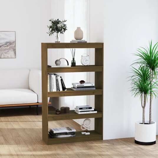 vidaXL Bokhylle/romdeler honningbrun 80x30x135,5 cm heltre furu vidaXL Bokhylle/romdeler honningbrun 80x30x135,5 cm heltre furu