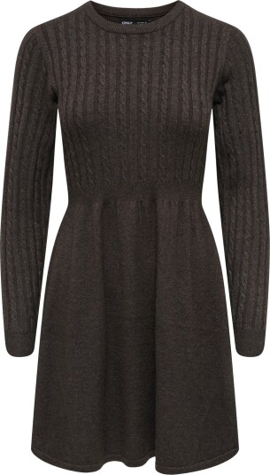 Only Fia Long Sleeve Cable Dress Knit Brun S