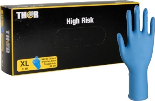 Engangshandske Thor High Risk Xl Blå Nitril   10 Stk.
