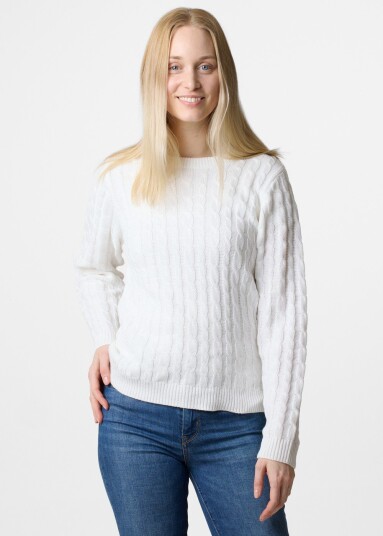 Seaside Tampa Cabel Knit W White 46 Strikket