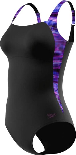 Speedo Print Luna Lustre Swimsuit Black 46