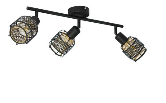 Lindby Eudoria takspot 3 lyskilder svart/gull