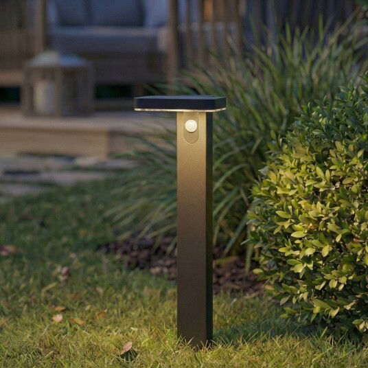 Tarlson LED-solcellelampe, kantet, antrasitt, sensor - PRIOS - Terrasse - Moderne - Plast - Med en lyskilde