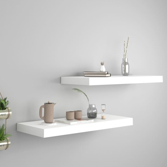 vidaXL Flytende vegghyller 2 stk hvit 60x23,5x3,8 cm MDF vidaXL Flytende vegghyller 2 stk hvit 60x23,5x3,8 cm MDF