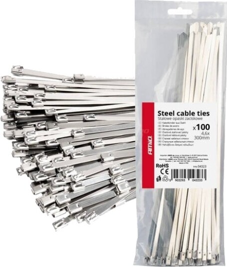 Amio Amio Metallkabelstrips I Rustfritt Stål 4,6X300 Mm 100 Stk Amio 04323
