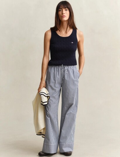 GANT Stripe Poplin Pull On Pants Navy 40